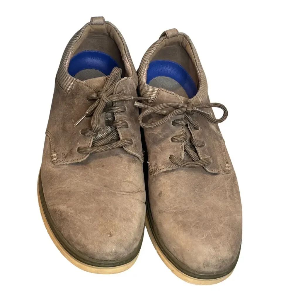 Clarks Mens Braxin Gray Leather Lace Up Casual Comfort Dress Shoes Size 10.5
